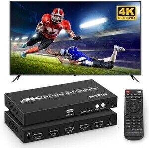 2x2 HDMI 4K Video Wall Controller Media Player TV Processor 8 Modes Remote - US